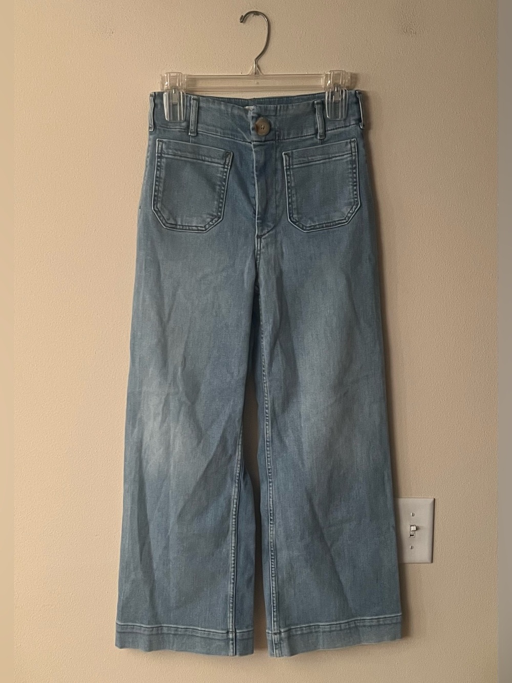 Anthropologie Maeve The Colette High-Rise Wide-Leg Cropped Jeans Size 25 Blue - Picture 4 of 9